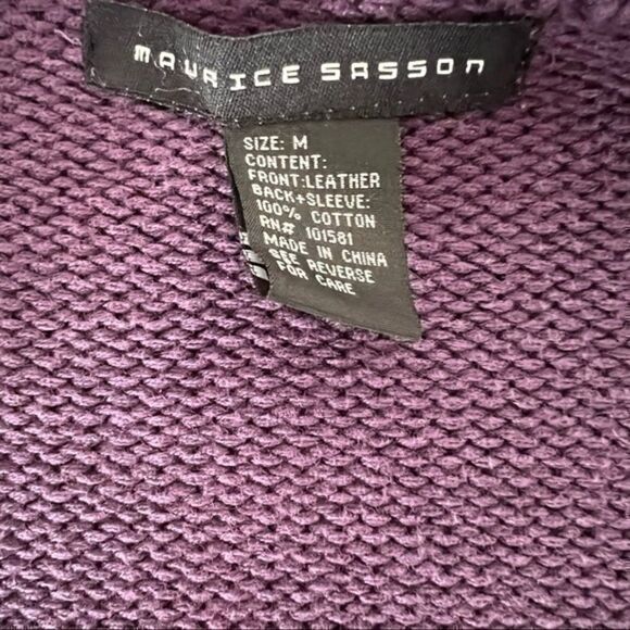 Maurice Sasson plum leather front and cotton back zipper jacket size M - Picture 6 of 6